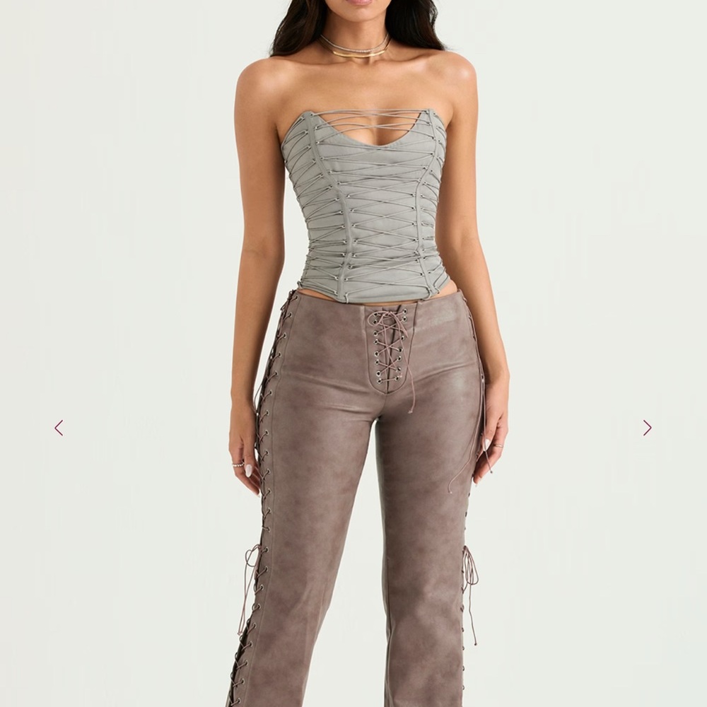 House of CB Smoke Lace Up Corset Top